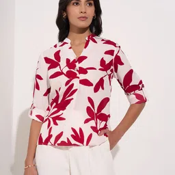 Annabelle by Pantaloons Floral Print Roll-Up Sleeves Shirt Style Top-image-94