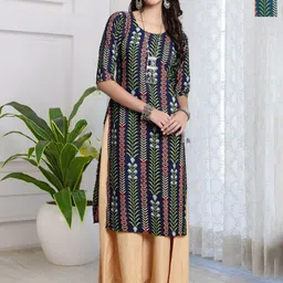 HERE&NOW Women Pack of 2 Floral Printed Festive Straight Kurtas-45