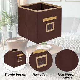 Kuber Industries Brown & Beige Regular Square Storage Box Organiser image 4