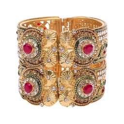 JDX Women 2 Pearls Antique Gold-Plated Kada Bracelet-image-19