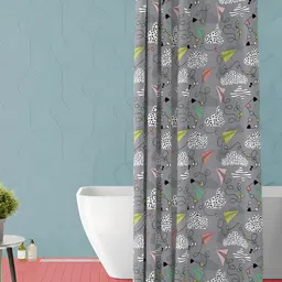 ArtzFolio Grey & White Printed Waterproof Shower Curtain-4