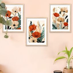 Kotart Brown & Red 3 Pieces Wooden Floral and Botanical Wall Arts-picture-27