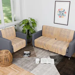 Myntra Elegant Homes Gold-Toned 6 Pieces Self Design Cotton Sofa Covers-image-79