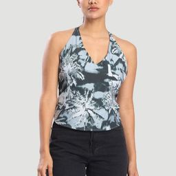 Bene Kleed Women Tropical Printed Halter Neck Waist Tie-Ups Top-picture-3