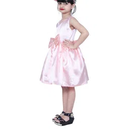 Shahina Fashion Girls V-Neck Bow Detail Satin Fit and Flare Dresses-picture-39
