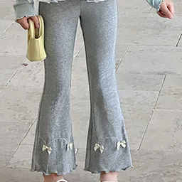 LULU & SKY Girls Solid High-Rise Flared Trousers-picture-31