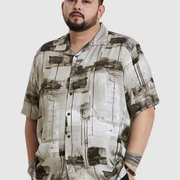Snitch Men Plus Size Relaxed Fit Cuban Collar Abstract Printed Casual Shirt-picture-18