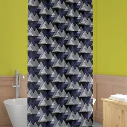 ArtzFolio Blue & Grey Geometric Printed Waterproof Shower Curtain-10
