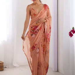 Kalista Floral Printed Chiffon Saree-picture-36