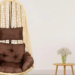 Swingzy Brown & Beige Textured Hammock Swing With Cushion Set-53
