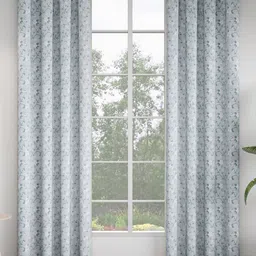 GM Blue & White Set of 2 Floral Room Darkening Door Curtain-picture-51