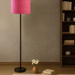 Devansh Pink & Black Cylinder Wooden Floor Lamp-picture-40