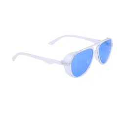 Arzonai Unisex Blue Lens & White Aviator Sunglasses-image-52