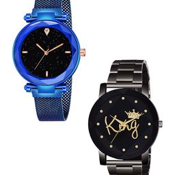 CSAMON Unisex Pack Of 2 Analogue Watch GR_379_Blue_4_Prizam_King-image-70