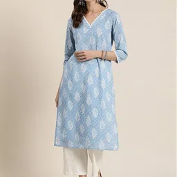 Kairab Floral Printed V-Neck Straight Kurta With Palazzo-38