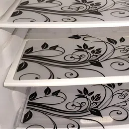 Aura 3-Pcs White & Black Printed Water Proof Fridge Mats-44