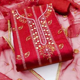 KALINI Embellished Unstitched Dress Material-image-79