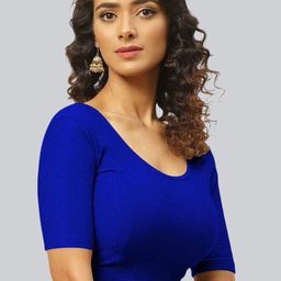 Fressia Fabrics Woven Design Round Neck Saree Blouse-image-4