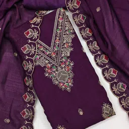 Mitera Embroidered Art Silk Unstitched Dress Material-image-36