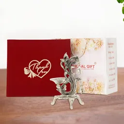 INTERNATIONAL GIFT Silver Plated Jyot Diya Stand Gift Set-image-85