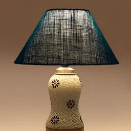 Aura Turquoise Blue Glass Traditional FrustumShaped Table Lamp-picture-40