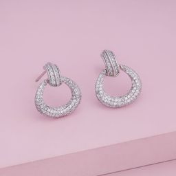 Kushal's Fashion Jewellery Rhodium-Plated Zircon Studded Classic Drop Earrings-picture-27