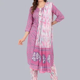 Moda Rapido Women Printed Regular Kurti with Trousers & With Dupatta-image-93