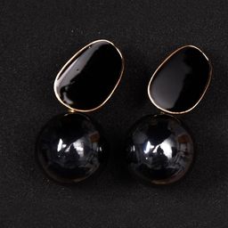 BEYTER Korean Sterling Silver Artificial Stone Studded Oval Shaped Drop Earrings-10