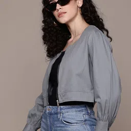 Popnetic Women Pure Cotton Crop Denim Jacket-picture-4