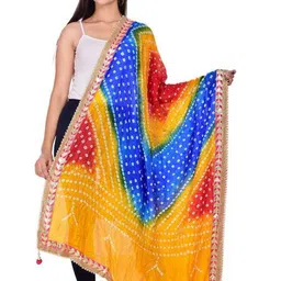 PK HUB Dyed Art Silk Tie and Dye Dupatta with Beads and Stones-picture-7