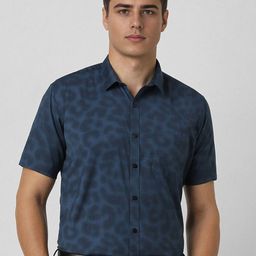 V Dot Men Slim Fit Spread Collar Abstract Printed Formal Shirt-image-59