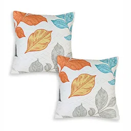 HOKIPO White & Blue 2 Pieces Floral Printed Square Cushion Covers-image-88