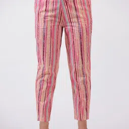 Aramya Women Striped Regular Fit Mid-Rise Trousers-picture-31