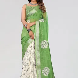 Moda Rapido Tie and Dye Pure Linen Half and Half Saree-picture-45