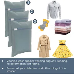 Kuber Industries Grey 18 Pieces Reusable Rectangular Durable Laundry Bags With Zipper image 3