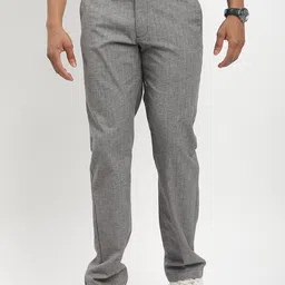 Indian Terrain Men Textured Mid-Rise Kansas Trousers-image-19