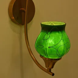 1ST TIME Green & Black Printed Glass Traditional Cylinder Wall Lamps Wall Lamps-picture-2