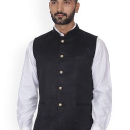 VEERA PARIDHAAN Suede Velvet Mandarin Collar Nehru Jacket-picture-16