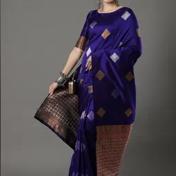 CANIZZARO Woven Design Zari Silk Blend Handloom Banarasi Saree-picture-37