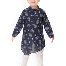 BAESD Boys Floral Printed Mandarin Collar Kurta With Trousers-56
