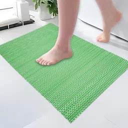Kuber Industries Green Self Design 110 GSM Anti-Skid Bath Rug-36