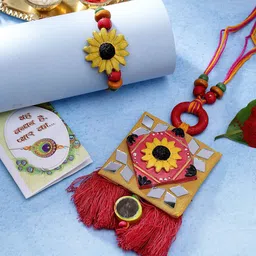 Sangria Bhaiya Bhabi Thread Rakhi With Roli Chawal Chandan-10