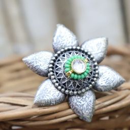 SIVA BY ANIKA Brass-Plated Stone-Studded Adjustable Finger Ring-image-59