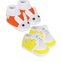 NESKA MODA 3 To 12 Months Baby Boys & Baby Girls Set of 2 Pair Soft Cotton Rabbit Face Lace Booties-image-81