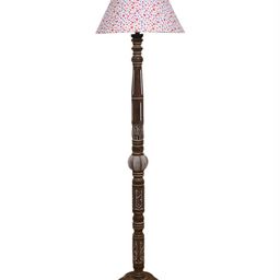 Devansh White & Brown Conical Open Snake Wooden Floor Lamp image 5