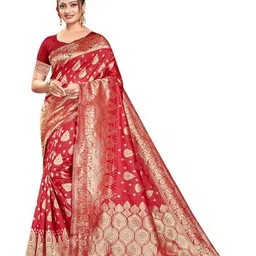 DIVASTRI Woven Design Zari Silk Blend Banarasi Saree-picture-13