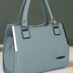 LADY QUINTON Striped PU Structured Handheld Bag with Bow Detail-4