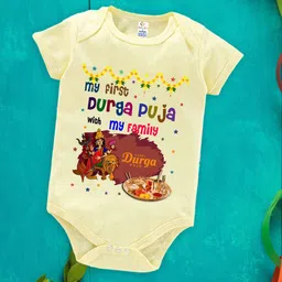 Babywish Infants My First Durga Pooja Printed Cotton Bodysuit-picture-9