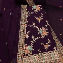 Soch Floral Embroidered Sequinned Georgette Unstitched Dress Material-image-15