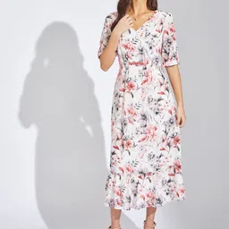 Latin Quarters Women Floral Printed Fit-Flare Midi Dress-picture-20